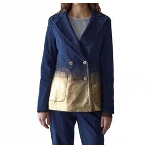NEW SHAFT JEANS stretch denim blazer with paint in blue